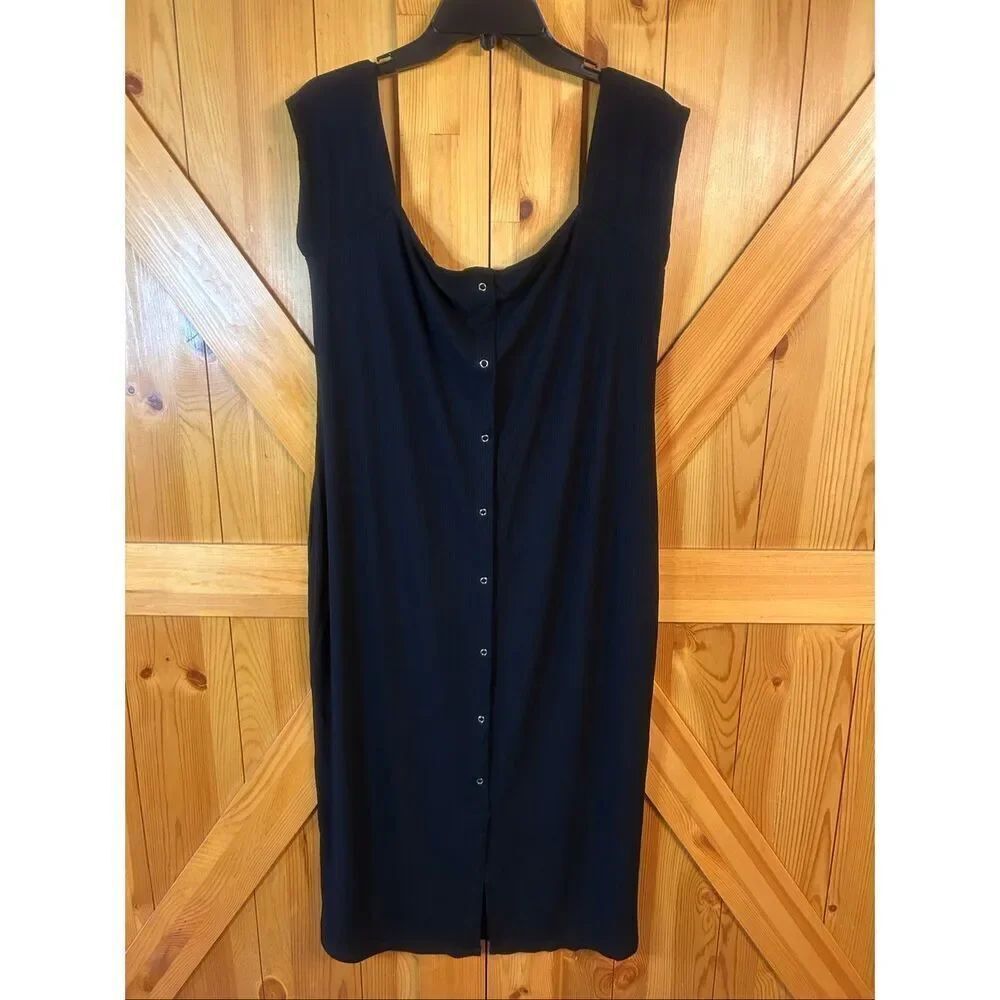 Asos Maternity Ribbed Black Cap Sleeve Snap Front Midi Dress NWT Size 14 (5729)